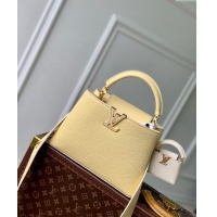 Shop Grade Louis Vuitton MiniMe Capucines BB Bag in Taurillon leather M24575 Banana Yellow 2024