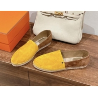 Unique Style Hermes Joven Espadrilles Flat in Patchwork Suede Yellow/Brown 909022