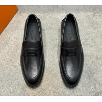 Most Popular Hermes Men's Pairs Loafer in Grained Calfskin Black 092104