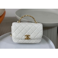 Buy New Cheap Chanel Lambskin Mini Messenger Flap bag with CC Top Handle AS4808 White 2024