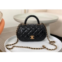 Modern Classic Chanel Lambskin Small Flap Bag with Top Handle AS4573 Black 2024