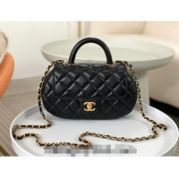 Original Cheap Chanel Lambskin Flap Bag with Top Handle AS4569 Black 2024