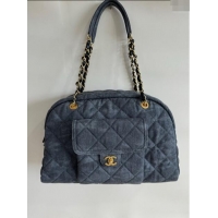 ​Grade Quality Chanel Denim Maxi Bowling Bag AS4812 Grey 2024