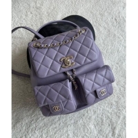 New Release Creation Chanel Grained Calfskin Backpack Bag AS3860 Light Purple 2024