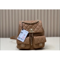 Top Quality Chanel Grained Calfskin Backpack Bag AS3860 Light Brown 2024