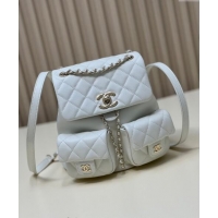 Luxury Classic Chanel Grained Calfskin Backpack Bag AS3860 White 2024