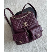 Market Sells Chanel Grained Calfskin Backpack Bag AS3860 Dark Burgundy 2024