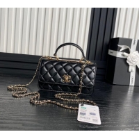 Buy Classic Chanel Trendy CC Lambskin Clutch with Chain and Band AP4184 Black 2024