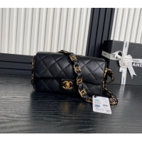 Luxury Classic Chanel Lambskin Flap Bag with CC Chain AS5176 Black 2024