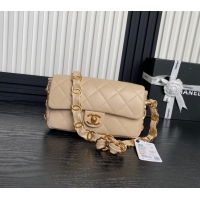 High Quality Chanel Lambskin Flap Bag with CC Chain AS5176 Beige 2024