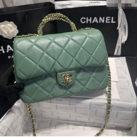 New Design Chanel Lambskin Medium Flap bag with Top Handle AS5043 Light Green