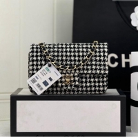 Inexpensive Chanel Classic Hounstooth Tweed Mini Flap Bag A69900 White/Black 2024