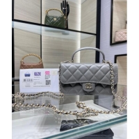 Modern Classic Chanel Lambskin Leather Flap Phone Holder with Chain AP3226 Grey 2024