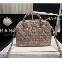 Buy Classic Chanel Tweed & Sequins Small Shopping Bag AS5130 Nude Pink 2024