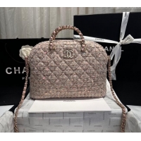 Market Sells Chanel Tweed & Sequins Clutch with Chain and Top Handle AP3354 Nude Pink 2024