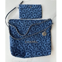 Modern Classic Chanel 22 Bloom Denim Small Shopping Bag AS3260 Blue 2024