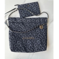 New Style Chanel 22 Bloom Denim Small Shopping Bag AS3260 Grey/Black 2024