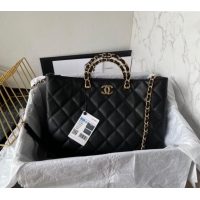 High Quality Chanel GST Grained Calfskin Shopping bag AS4824 Black 2024