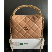 Luxury Classic Chanel Lambskin Clutch with Chain and Top Handle AP4189 Dark Beige 2024