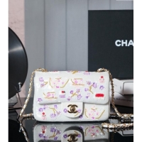 Most Popular Chanel Camellia Sequins Mini Flap Bag 0927 White 2024