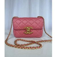 Buy Grade Chanel Shiny Lambskin Mini Flap Bag with Maxi CC Buckle AS5026 Pink 2024