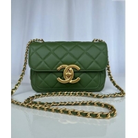 Shop Classic Chanel Shiny Lambskin Mini Flap Bag with Maxi CC Buckle AS5026 Green 2024