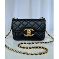 Sumptuous Cheap Chanel Shiny Lambskin Mini Flap Bag with Maxi CC Buckle AS5026 Black 2024