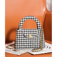 Market Sells Chanel Mini Shopping Bag in Houndstooth Tweed AS4416 White/Black 2024