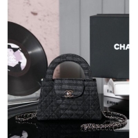 Buy Cheap Chanel Mini Shopping Bag in Printed Denim AS4416 Black/Grey 2024