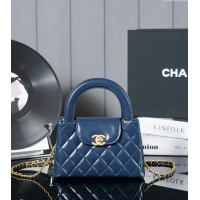 Shop Cheap Chanel Mini Shopping Bag in Shiny Calfskin AS4416 Royal Blue 2024