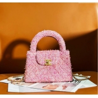 Luxury Discount Chanel Tweed Mini Shopping Bag AS4416 Light Pink 2024