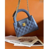 Good Taste Chanel Shiny Calfskin Mini Shopping Bag AS4416 Deep Blue 2024