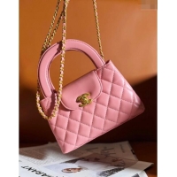 New Product Chanel Shiny Calfskin Mini Shopping Bag AS4416 Light Pink 2024