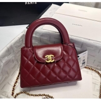 Buy New Cheap Chanel Shiny Calfskin Mini Shopping Bag AS4416 Dak Burgundy 2024