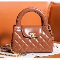 Modern Classic Chanel Mini Shopping Bag in Shiny Calfskin AS4416 Brown 2024