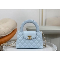 Market Sells Chanel Shiny Calfskin Mini Shopping Bag AS4416 Blue 2024