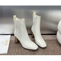 Good Quality Dior Icon Heeled Ankle Boot in White Calfskin 092916