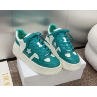 Sophisticated Dior Star Platform Sneaker in Calfskin White/Green 092917