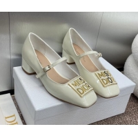 Classic Hot Dior Miss Dior Mary Janes Pumps 3.5cm in Patent Leather White 930003