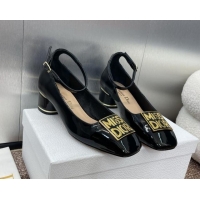 Good Product Dior Miss Dior Pump 3.5cm with Ankle Strap in Patent Calfskin Black 930006