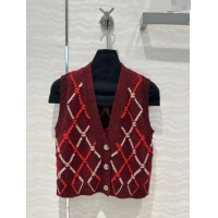 Luxury Cheap Chanel Cashmere Vest CH82723 Red 2024