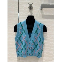 Reasonable Price Chanel Cashmere Vest CH82724 Blue 2024