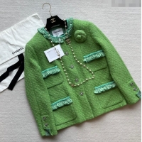 Buy Discount Chanel Tweed Jacket CH83005 Green 2024