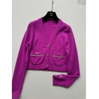 Most Popular Chanel Wool Cardigan with Pockets CH92316 Purple 2024