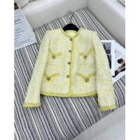 ​Grade Quality Chanel Tweed Jacket CH92501 Yellow 2024