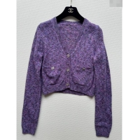 Luxury Cheap Chanel Cashmere & Wool Cardigan CH92502 Purple 2024