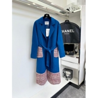 ​Top Grade Chanel Cashmere Coat CH92522 Blue 2024