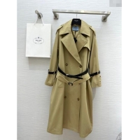 Well Crafted Prada Long Trench Coat with Belt P91912 Khaki 2024