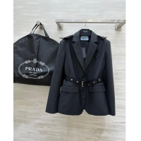 Super Quality Prada Jacket with Belt M92504 Black 2024