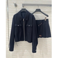 Top Quality Prada Jacket and Skirt P92506 Black 2024